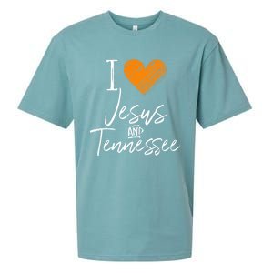 I Love Jesus And Tennessee Orange Heart Cute Fan Gift Sueded Cloud Jersey T-Shirt