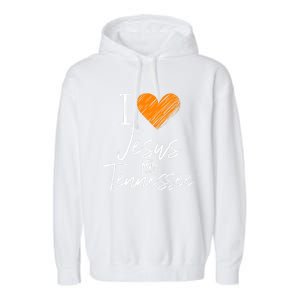 I Love Jesus And Tennessee Orange Heart Cute Fan Gift Garment-Dyed Fleece Hoodie