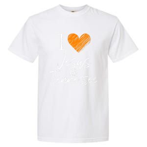 I Love Jesus And Tennessee Orange Heart Cute Fan Gift Garment-Dyed Heavyweight T-Shirt