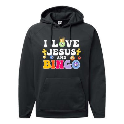 I Love Jesus And Bingo Christian Cross Board Games Performance Fleece Hoodie