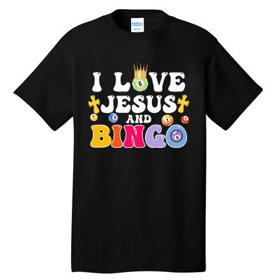 I Love Jesus And Bingo Christian Cross Board Games Tall T-Shirt