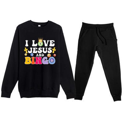 I Love Jesus And Bingo Christian Cross Board Games Premium Crewneck Sweatsuit Set