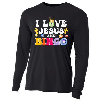 I Love Jesus And Bingo Christian Cross Board Games Cooling Performance Long Sleeve Crew