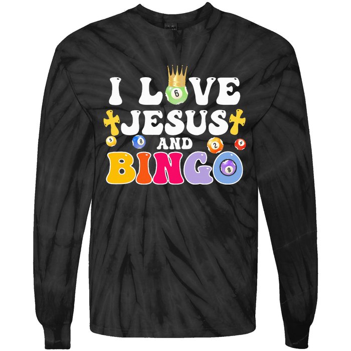 I Love Jesus And Bingo Christian Cross Board Games Tie-Dye Long Sleeve Shirt