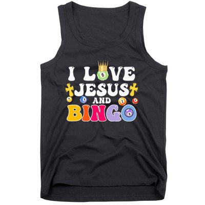 I Love Jesus And Bingo Christian Cross Board Games Tank Top