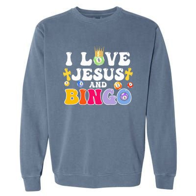 I Love Jesus And Bingo Christian Cross Board Games Garment-Dyed Sweatshirt