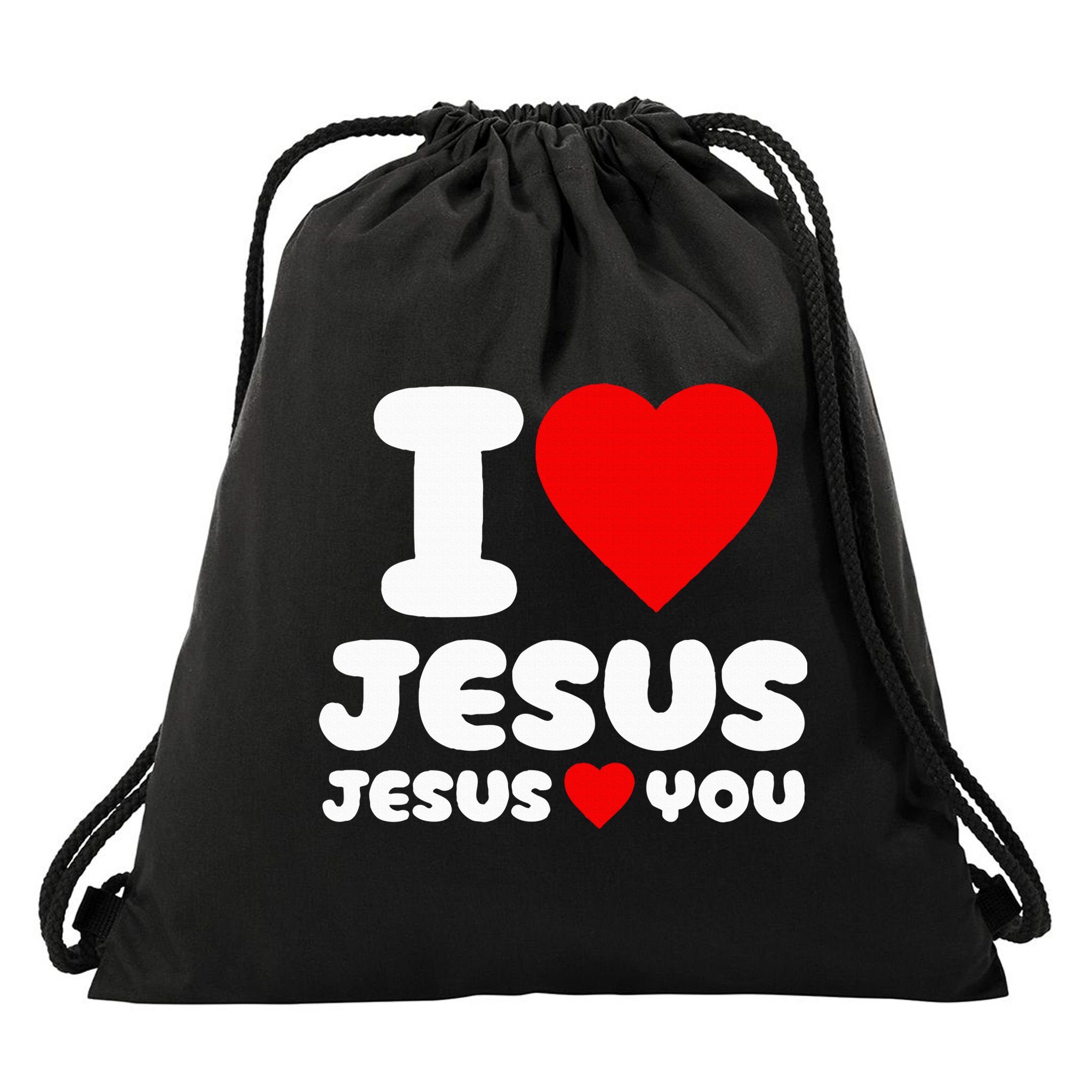 I Love Jesus And Jesus Loves You Christian Drawstring Bag