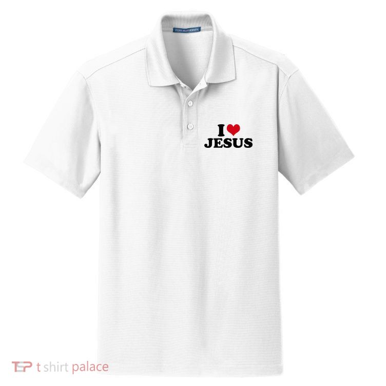I Love Jesus Dry Zone Grid Polo