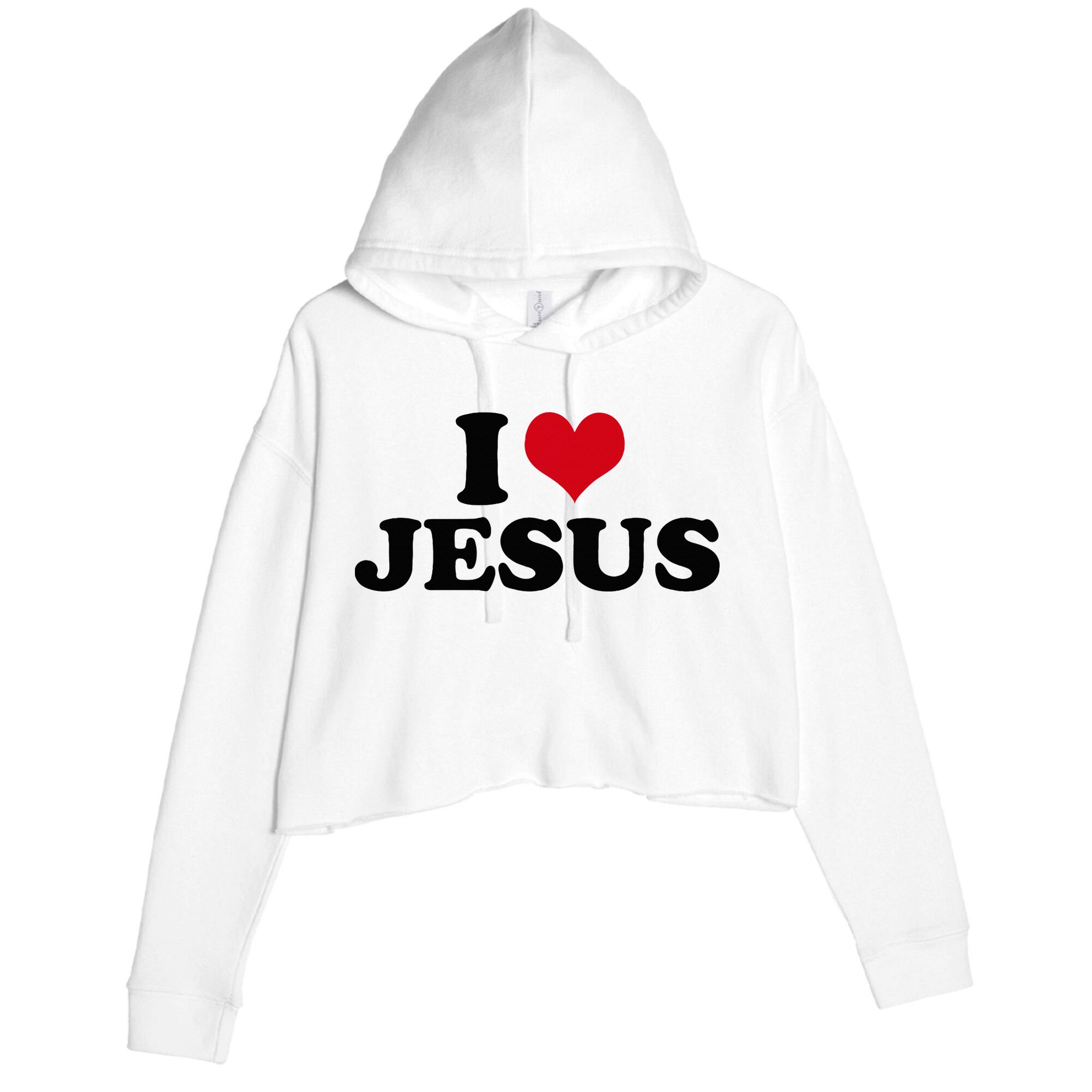 I Love Jesus Crop Fleece Hoodie