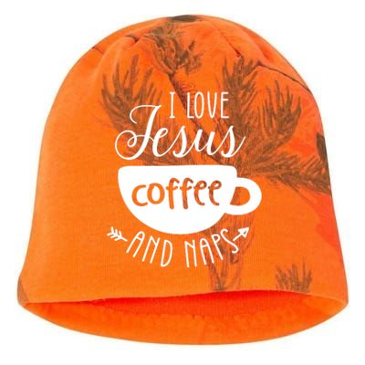 I Love Jesus Coffee And Naps Kati - Camo Knit Beanie