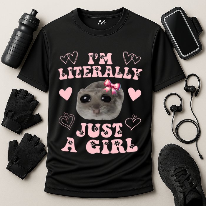 Im Literally Just A Girl Sad Hamster Meme Cooling Performance Crew T-Shirt