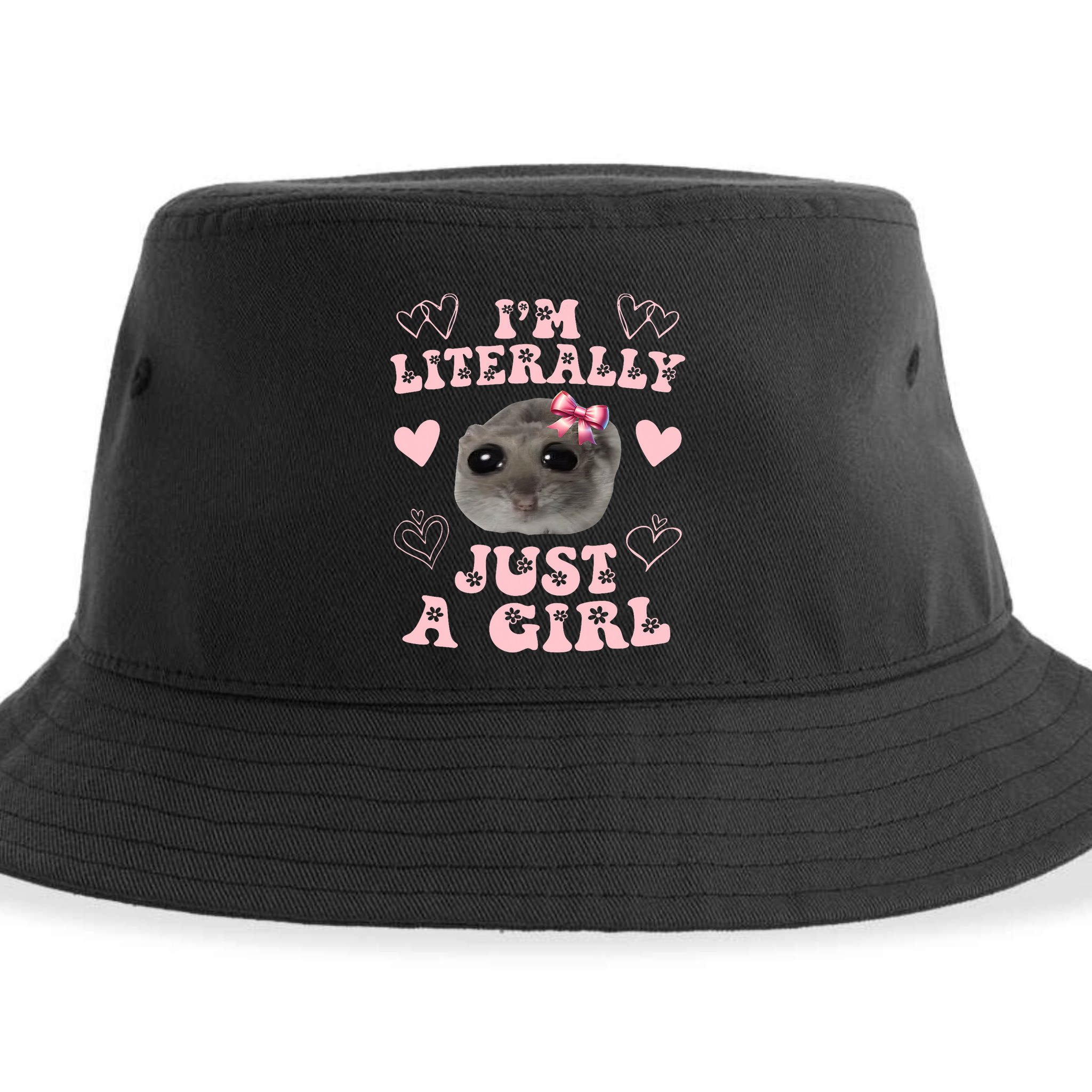 Im Literally Just A Girl Sad Hamster Meme Sustainable Bucket Hat