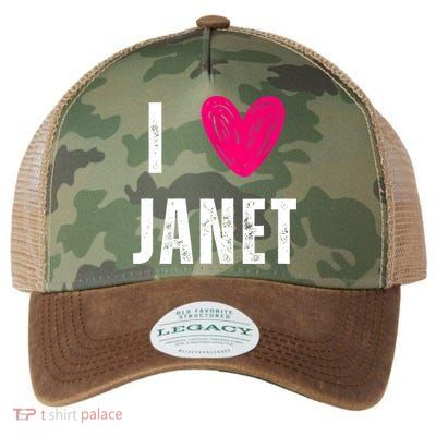I Love JANET Heart Name Gift Legacy Tie Dye Trucker Hat