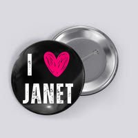 I Love JANET Heart Name Gift Button