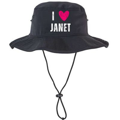 I Love JANET Heart Name Gift Bucket Hat