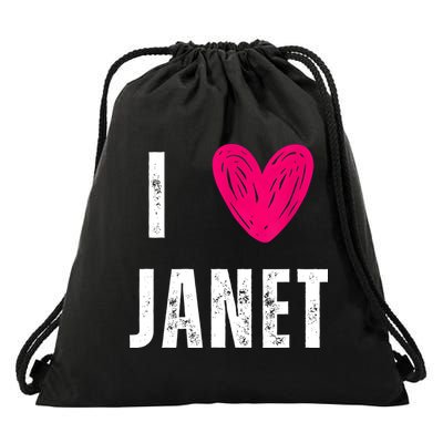 I Love JANET Heart Name Gift Drawstring Bag