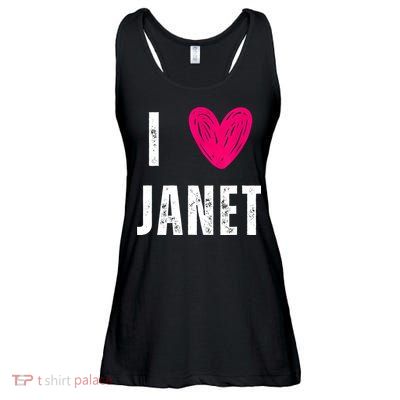 I Love JANET Heart Name Gift Ladies Essential Flowy Tank