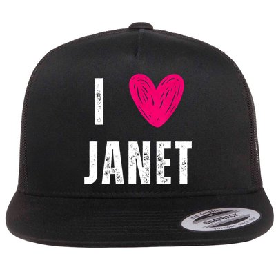 I Love JANET Heart Name Gift Flatbill Hat