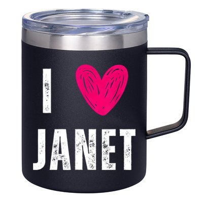 I Love JANET Heart Name Gift 12oz Stainless Steel Coffee Mug