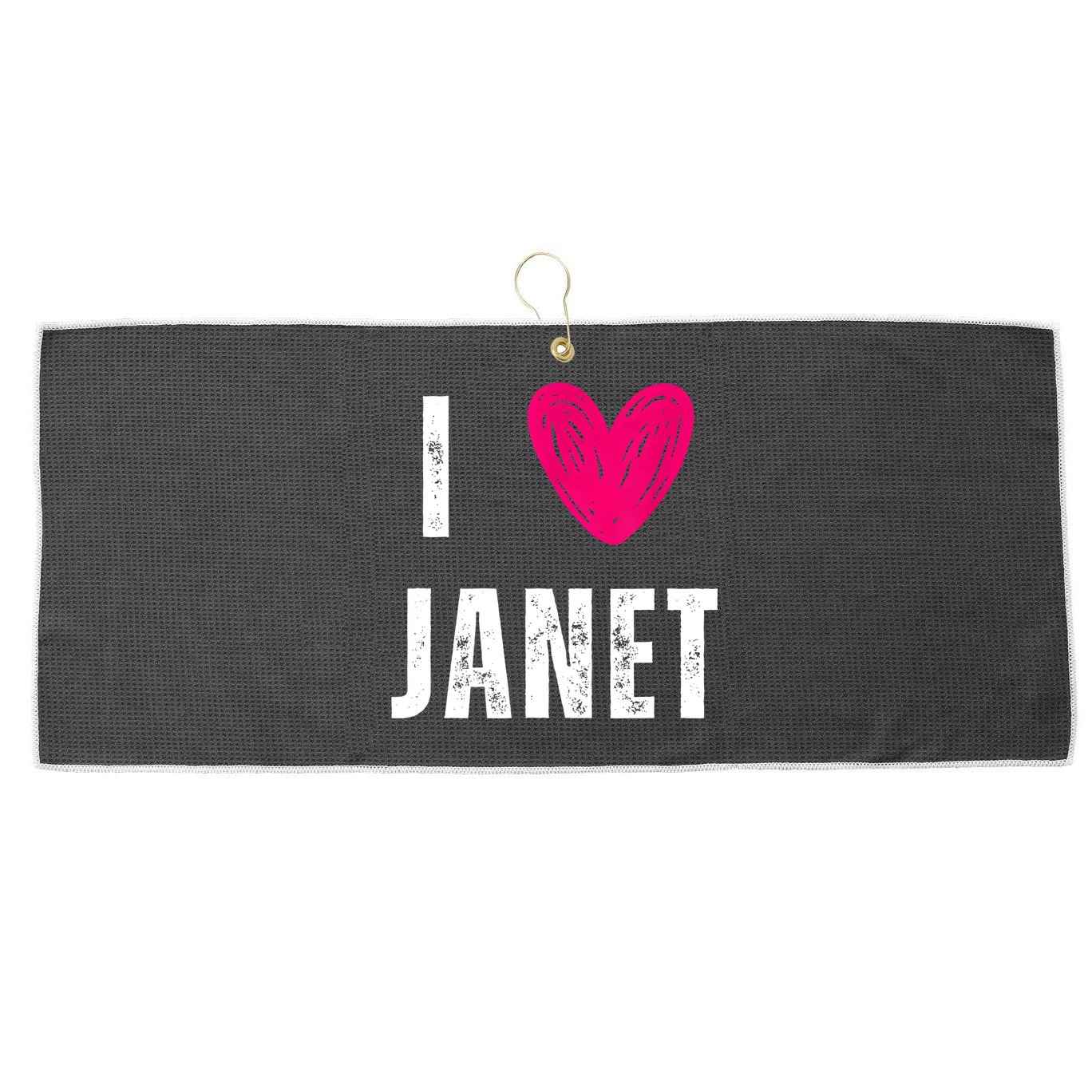 I Love JANET Heart Name Gift Large Microfiber Waffle Golf Towel