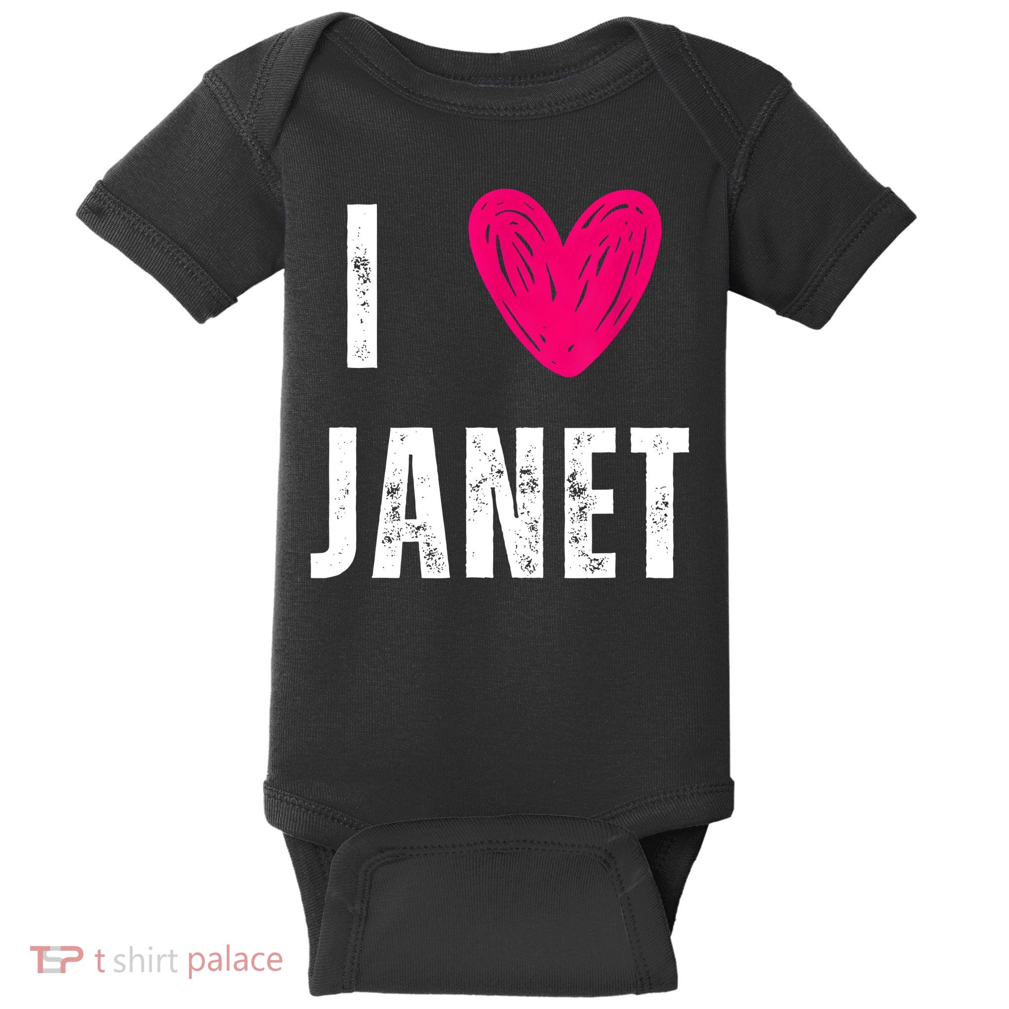 I Love JANET Heart Name Gift Baby Bodysuit