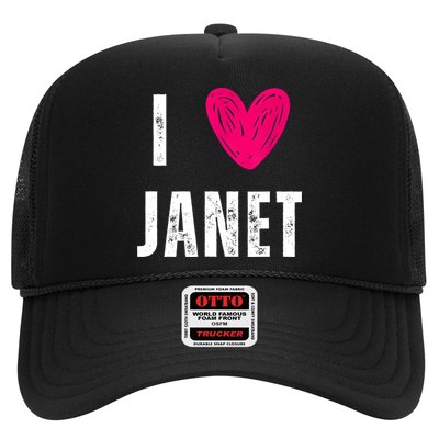 I Love JANET Heart Name Gift Trucker Hat