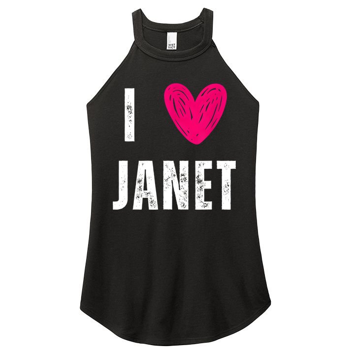 I Love JANET Heart Name Gift Women's Perfect Tri Rocker Tank
