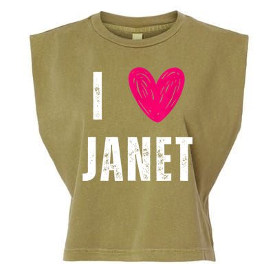 I Love JANET Heart Name Gift Garment-Dyed Women's Muscle Tee