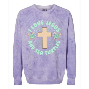 I Love Jesus & Sea Turtles Christian Faith Cross Beach Gift Colorblast Crewneck Sweatshirt