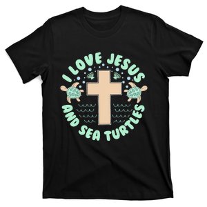 I Love Jesus & Sea Turtles Christian Faith Cross Beach Gift T-Shirt