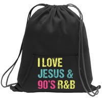 I Love Jesus And 90s R&B RnB Music Lover Vintage Retro Sweatshirt Cinch Pack Bag