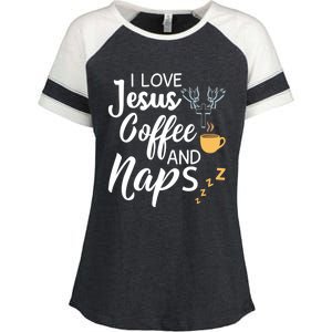 I Love Jesus Coffee And Naps Cool Gift Enza Ladies Jersey Colorblock Tee