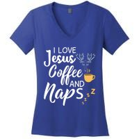 I Love Jesus Coffee And Naps Cool Gift Women's V-Neck T-Shirt