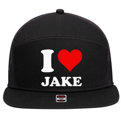 I Love Jake 7 Panel Mesh Trucker Snapback Hat