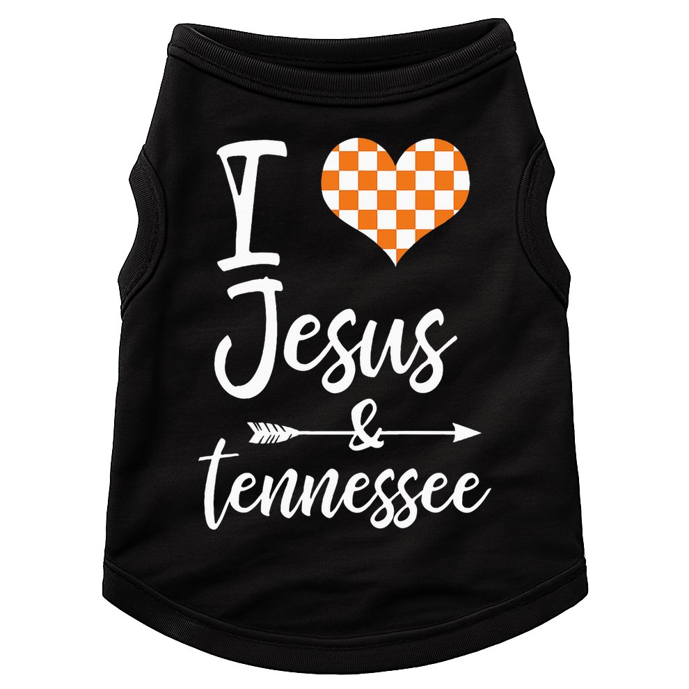 I Love Jesus And Tennessee Orange Heart Cute Fan Doggie Tank
