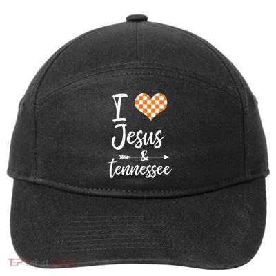 I Love Jesus And Tennessee Orange Heart Cute Fan 7-Panel Snapback Hat