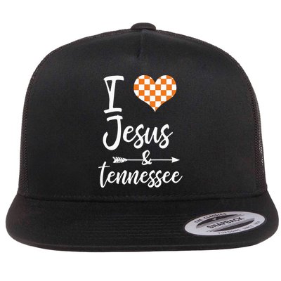 I Love Jesus And Tennessee Orange Heart Cute Fan Flatbill Hat