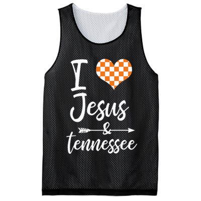 I Love Jesus And Tennessee Orange Heart Cute Fan Mesh Reversible Basketball Jersey Tank