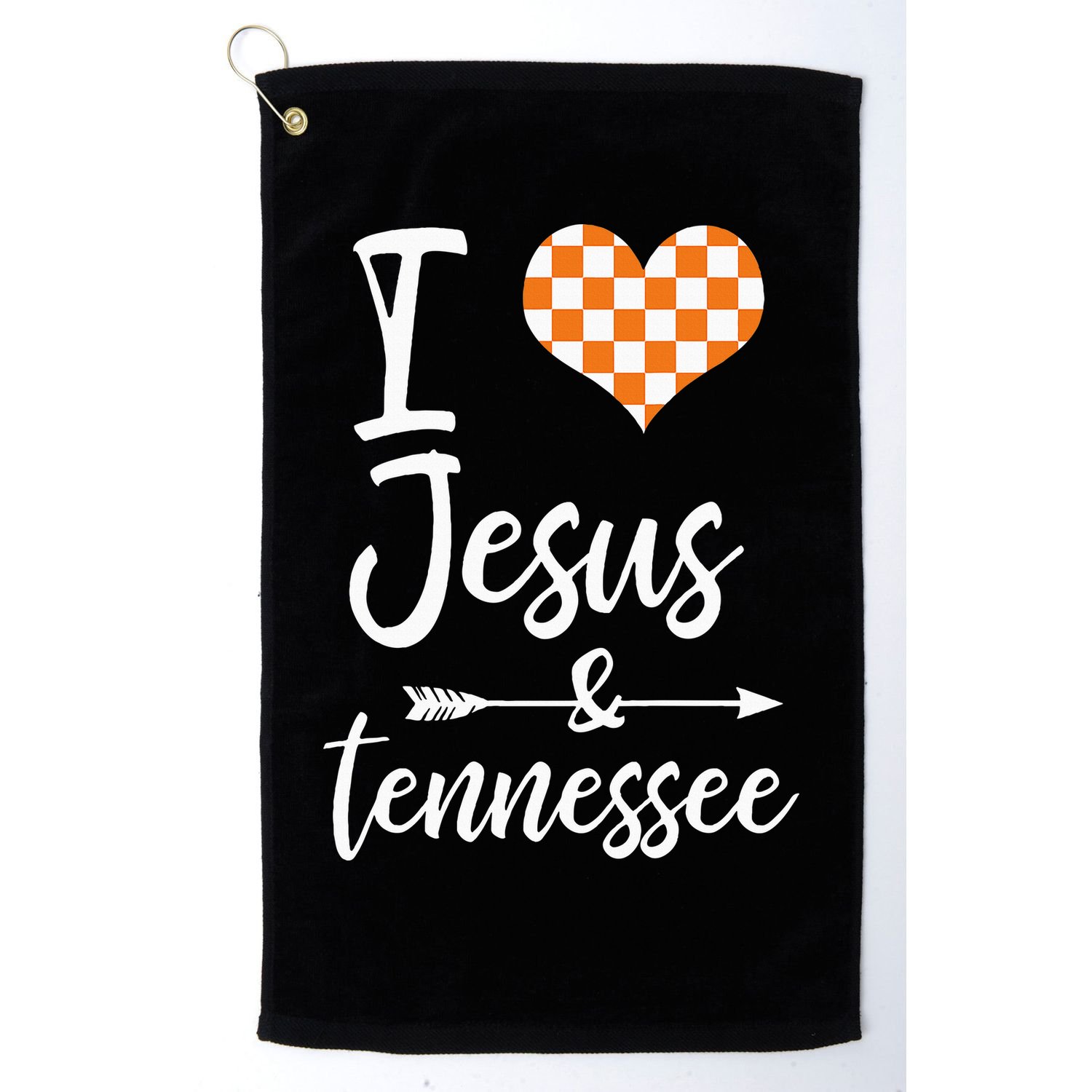 I Love Jesus And Tennessee Orange Heart Cute Fan Golf Towel