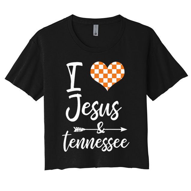 I Love Jesus And Tennessee Orange Heart Cute Fan Crop Top