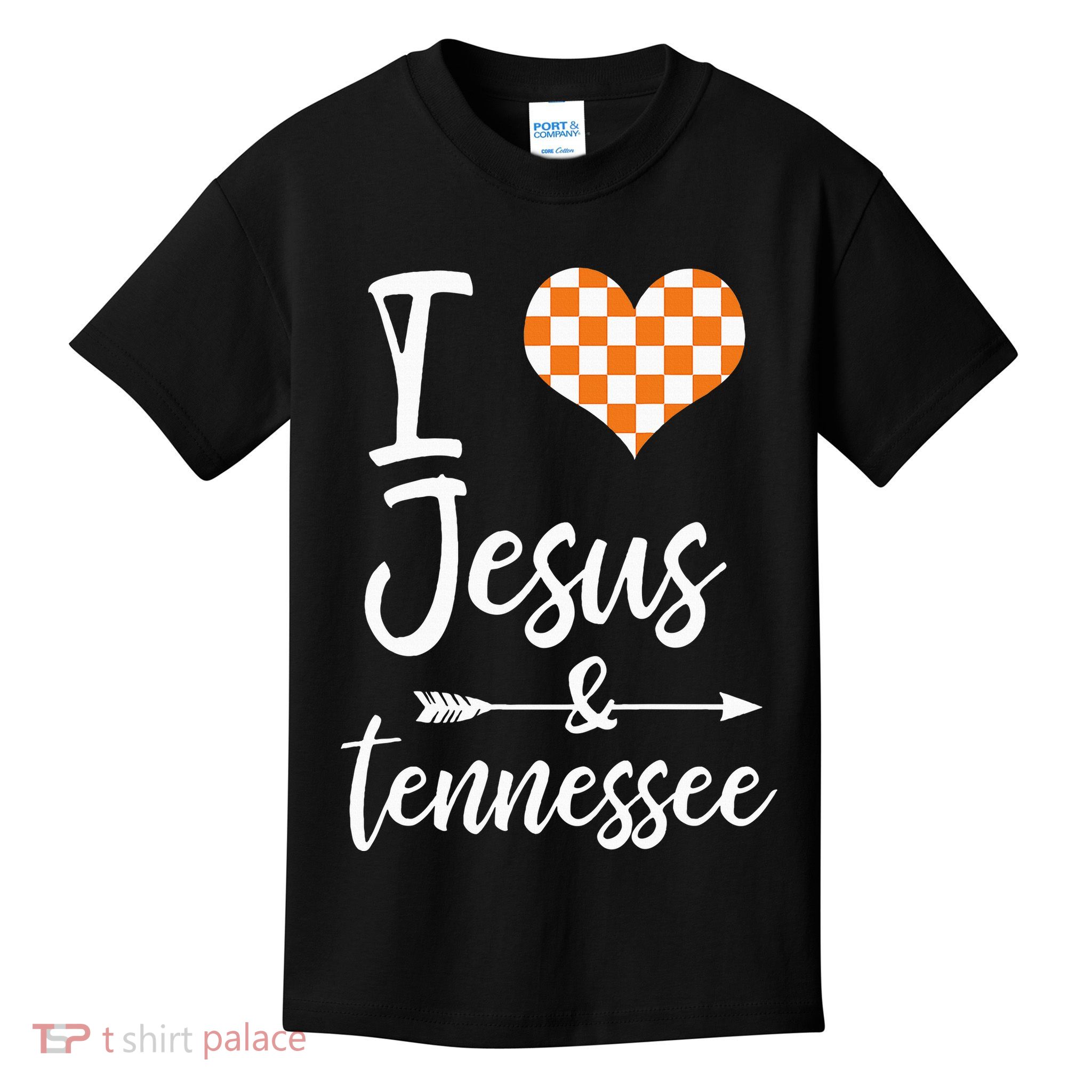I Love Jesus And Tennessee Orange Heart Cute Fan Kids T-Shirt