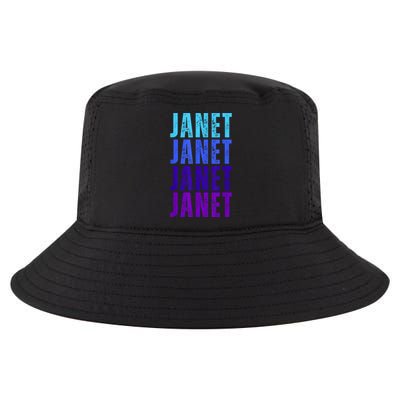 I Love Janet Pattern First Name Janet Cool Comfort Performance Bucket Hat