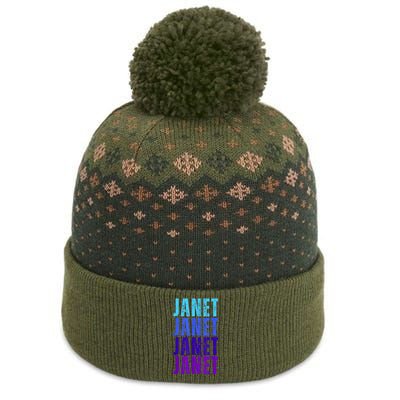 I Love Janet Pattern First Name Janet The Baniff Cuffed Pom Beanie