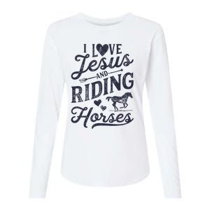 I Love Jesus And Riding Horses Horse Girl Horseback Rider Womens Cotton Relaxed Long Sleeve T-Shirt