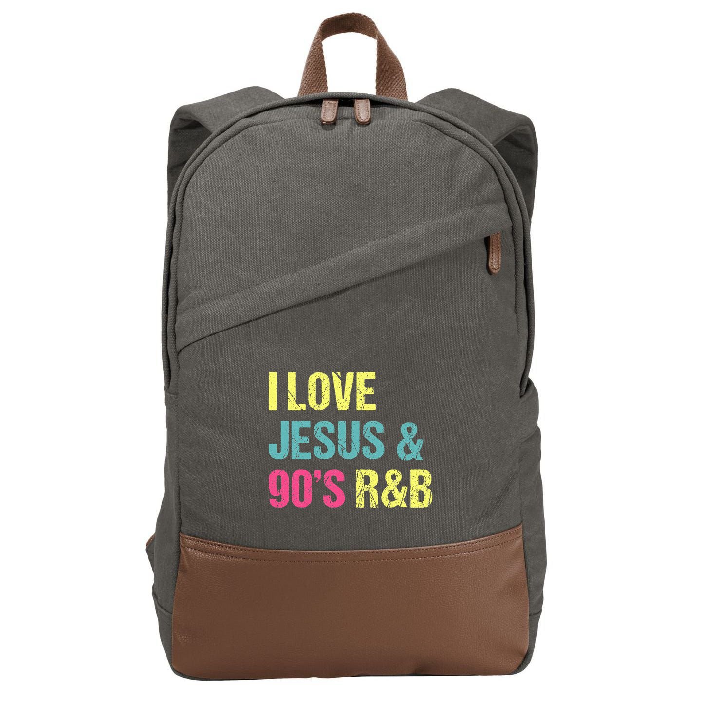 I Love Jesus And 90s R&B Rnb Music Lover Cotton Canvas Backpack