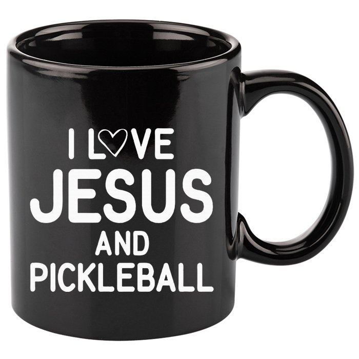 I Love Jesus And Pickleball Funny Jokes Sarcastic 11oz C Handle Ceramic Mug