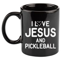 I Love Jesus And Pickleball Funny Jokes Sarcastic 11oz C Handle Ceramic Mug