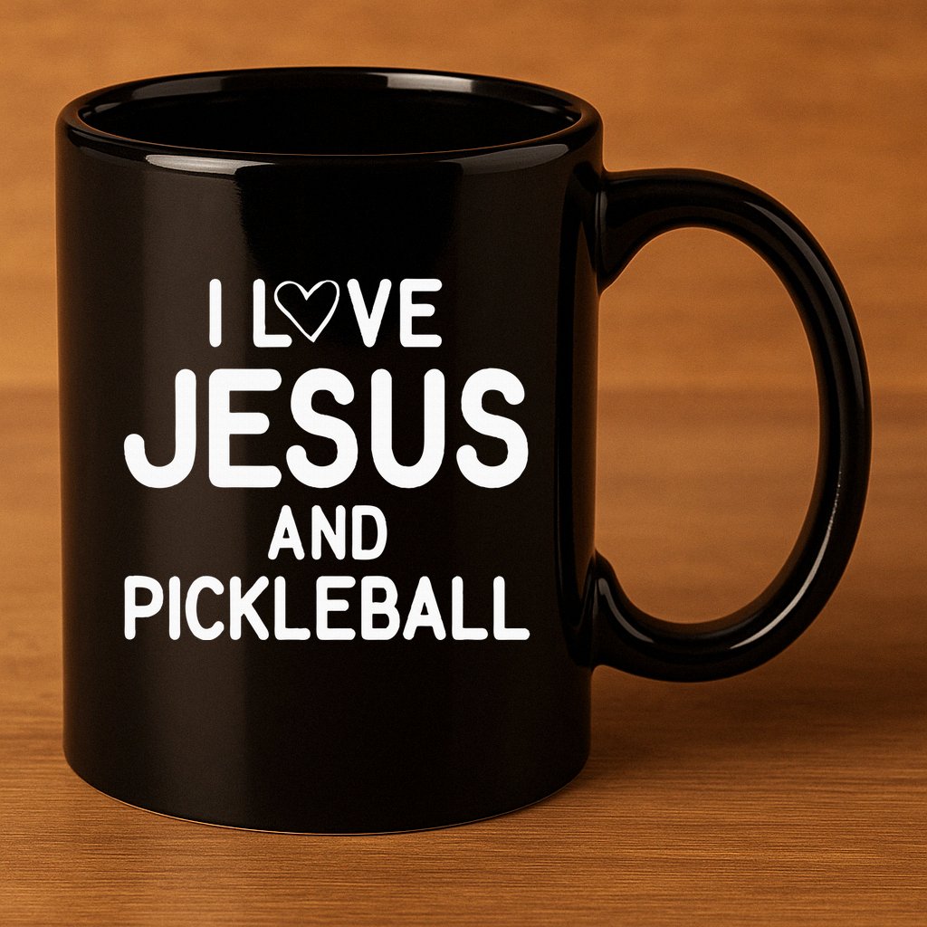 I Love Jesus And Pickleball Funny Jokes Sarcastic 11oz C Handle Ceramic Mug