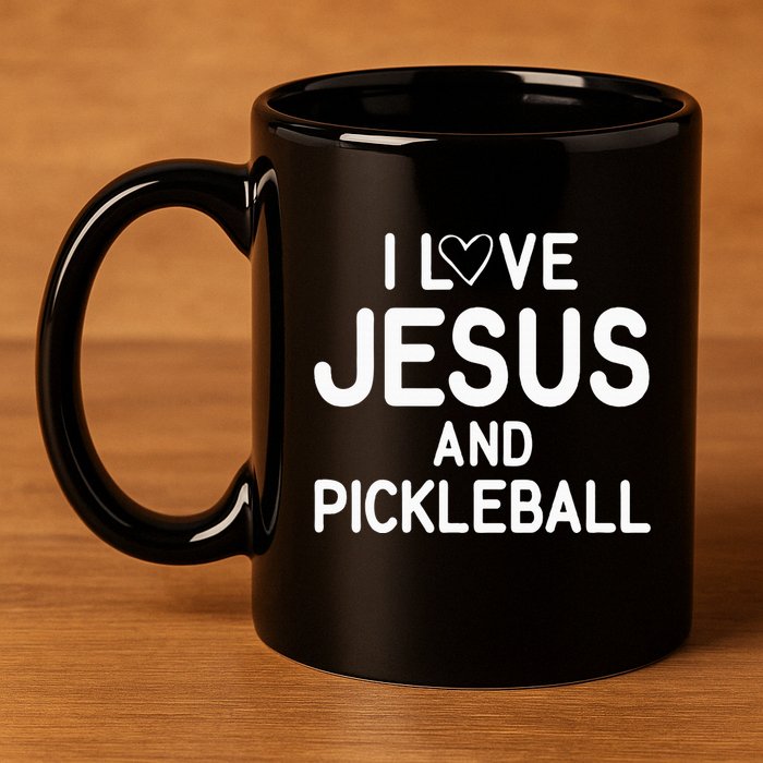 I Love Jesus And Pickleball Funny Jokes Sarcastic 11oz C Handle Ceramic Mug