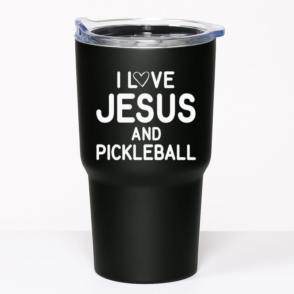 I Love Jesus And Pickleball Funny Jokes Sarcastic Tumbler